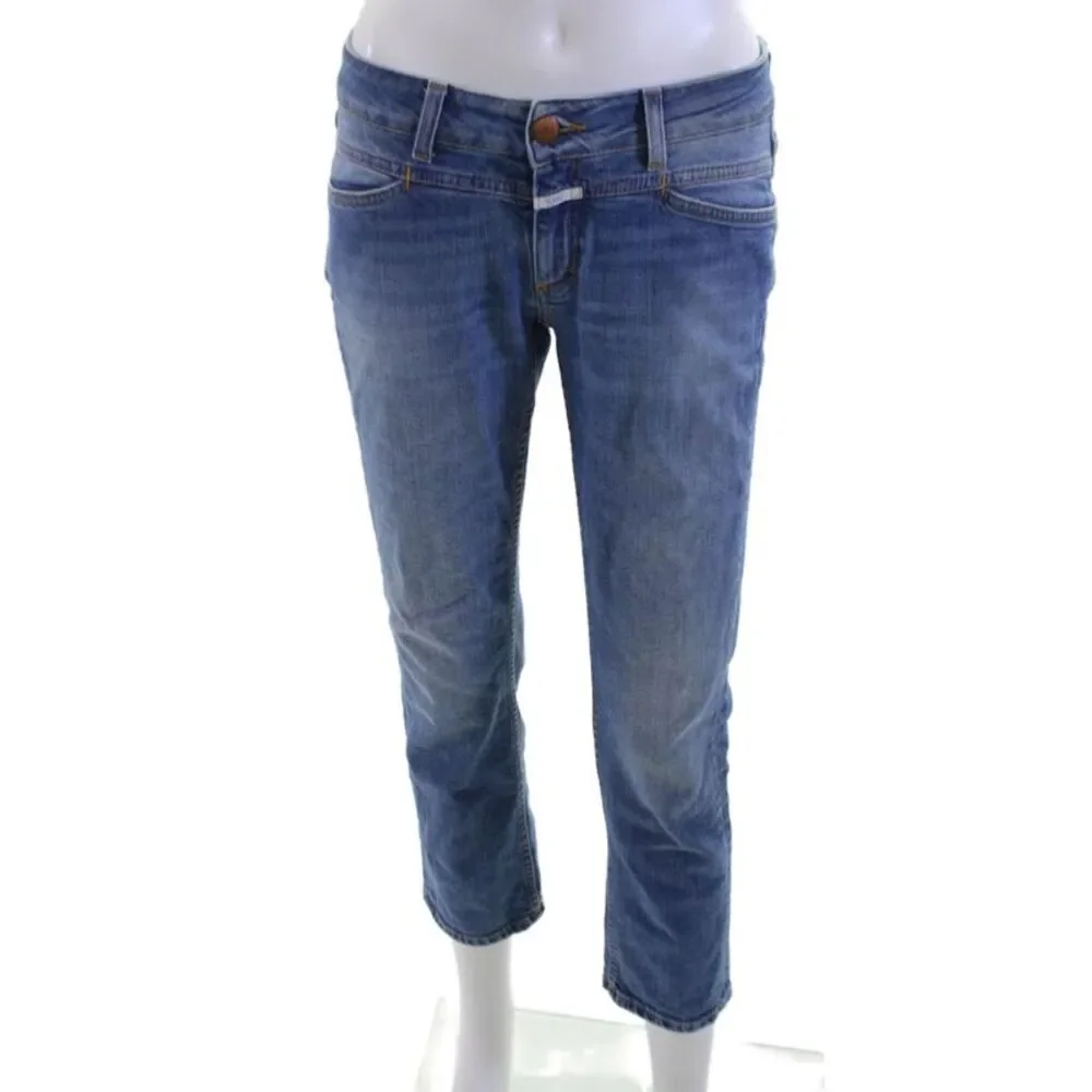 Closed Womens Cropped Straight Jeans Blue Button Mid Rise Size 27